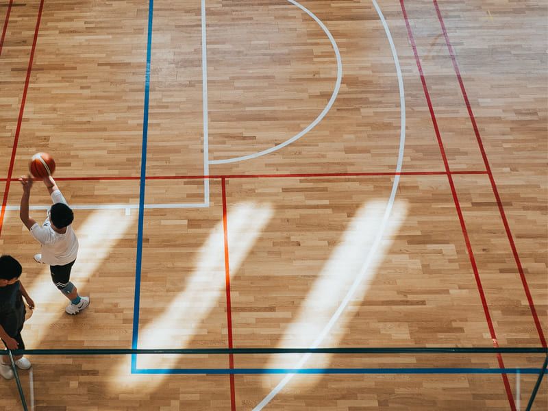 Maple flooring for professional-level basketball court