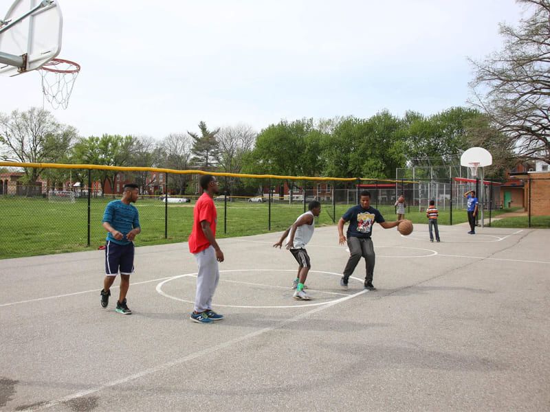 Concrete basketball surface